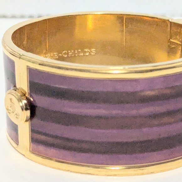 Makenzie Childs Bittersweet signed Runway Purple Tones w/ Gold Tone Hinge Bangle - Picture 3 of 5